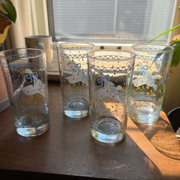 Vintage 80’s Anchor Hocking Farm Country Geese Tumblers - set of 4 - Picture 2 of 4